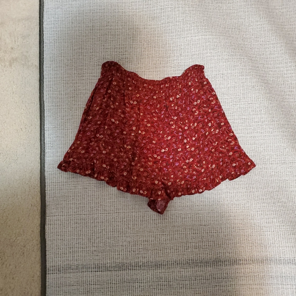 AE | Knit Floral Print Ruffle Shorts